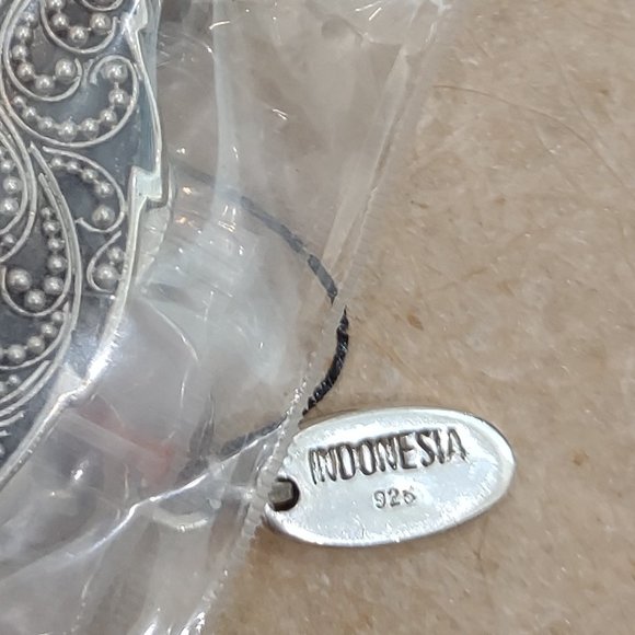 Rare Vintage Lois Hill Pendant Necklace Granulation Leaf Pendant w/Matching Ear - Picture 9 of 9